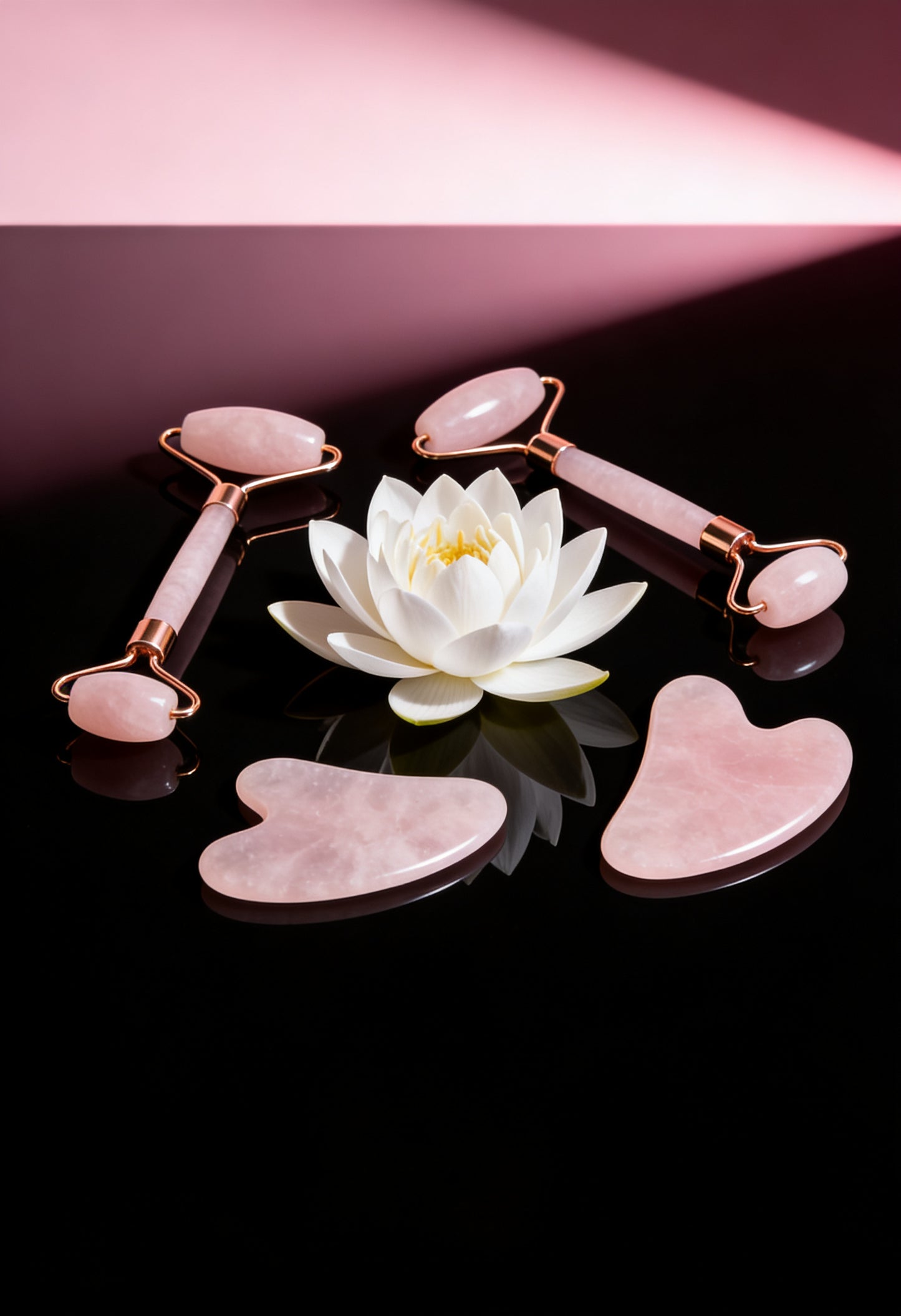 Coffret Rituel Visage | Face Roller & Gua Sha en Quartz Rose
