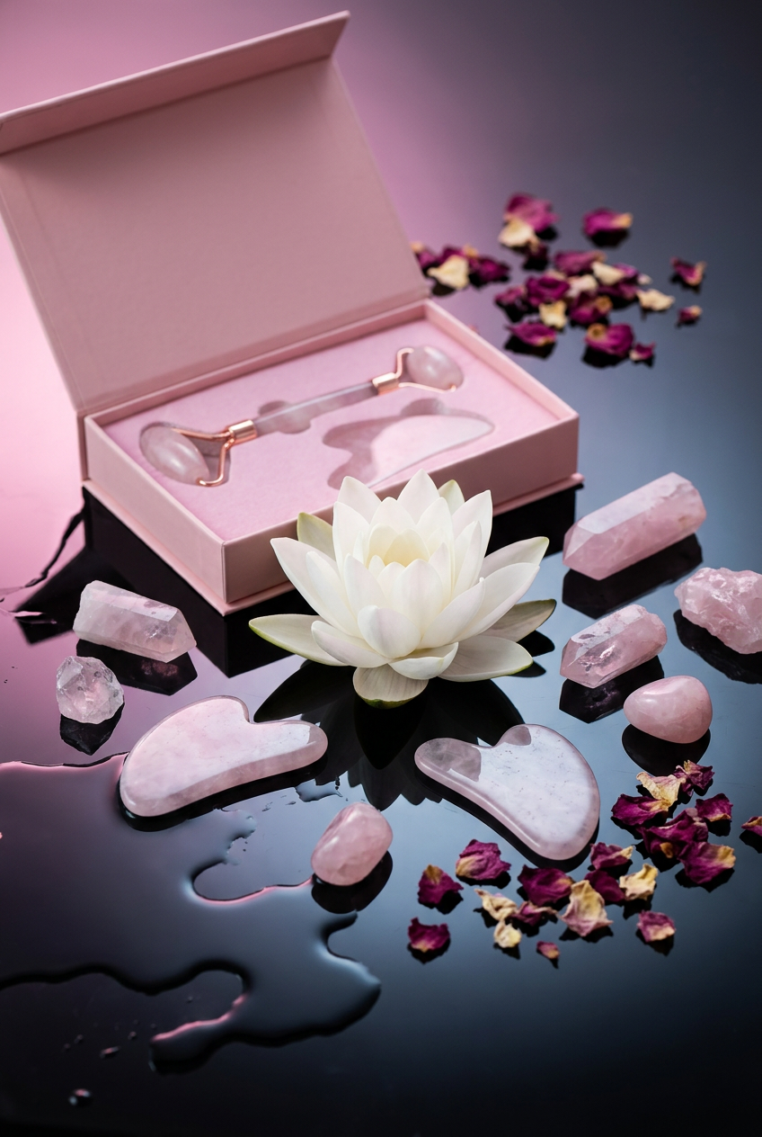 Coffret Rituel Visage | Face Roller & Gua Sha en Quartz Rose