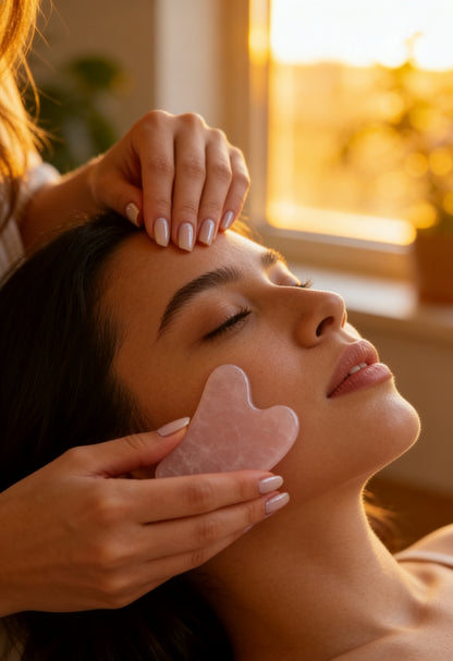 Coffret Rituel Visage | Face Roller & Gua Sha en Quartz Rose