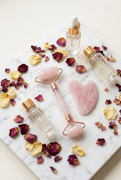 Coffret Rituel Visage | Face Roller & Gua Sha en Quartz Rose