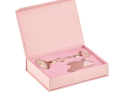 Face Roller & Gua Sha – Rose Quartz Facial Roller | Soin Visage & Yeux
